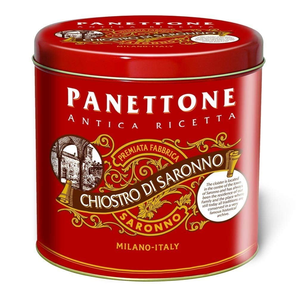 Chiostro di Saronno Classic Panettone in Elegant Metal Tin, 1000g, Milano Made in Italy