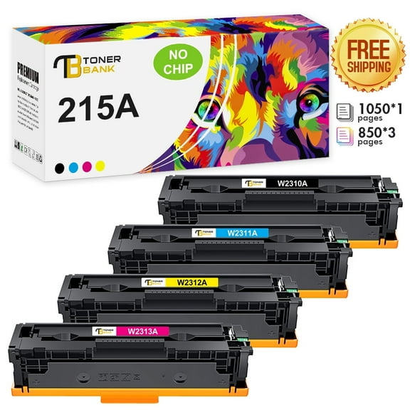 No Chip | 215A High Yield Toner Cartridge Compatible for HP 215A W2310A for HP Color Pro M182nw M183fw M155 M182 M183 W2311A W2312A W2313A Printer Toner (Black Cyan Yellow Magenta, 4-Pack, NO-CHIP)