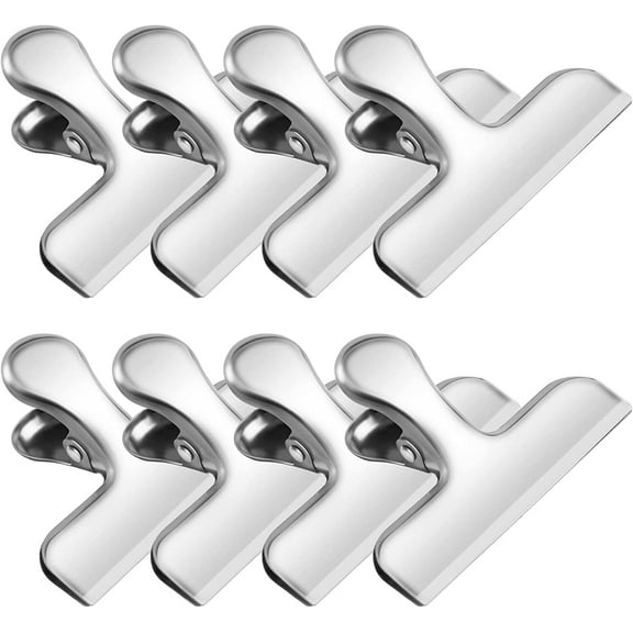 Chip Clip, 8 Pack Stainless Steel Bag Clips, Cute and Heavy Duty Snack Clips for Chip Bags, Food Packages, Fridge, Kitchen Storage and Food Organization