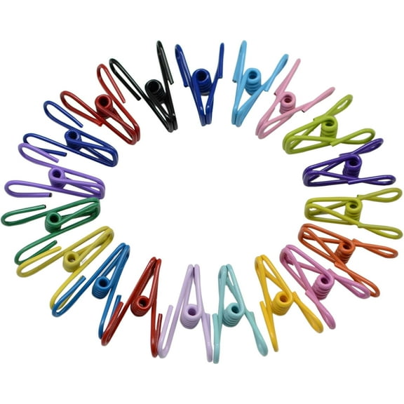 Chip Clips, 20 Pcs 2 Inch 10 Different Mixed Colors Utility Metal Clips PVC-Coated High Elasticity Good Persistence for Clothespins Paper/Food Bag Clips Clothes Pins (20)