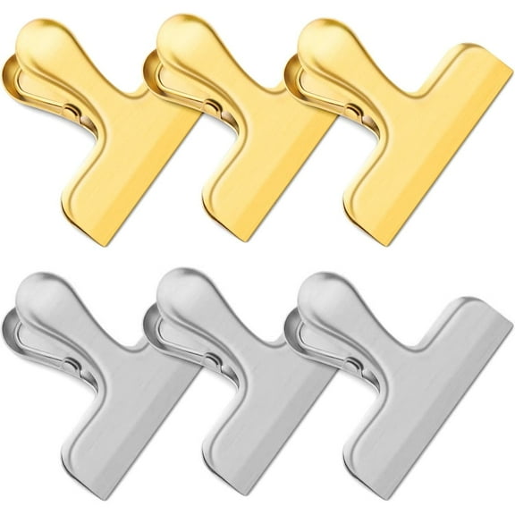 Chip Clips, 6 Pack Stainless Steel Chip Clips, Chip Clips Bag Clips Food Clips, Bag Clips for Food, Clips for Food Packages, Chip Bag Clips - Air Tight Seal, Heavy Duty Snack Clips