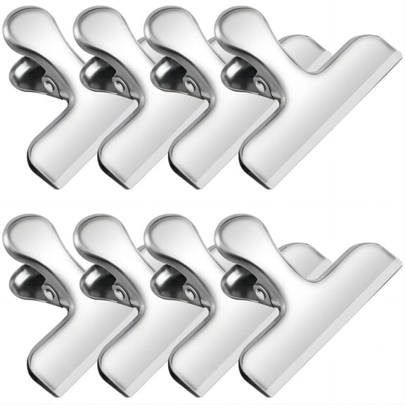 Chip Clips, 8 Pack Stainless Steel Chip Clips, Chip Clips Bag Clips Food Clips, Bag Clips for Food, Clips for Food Packages, Chip Bag Clips - Air Tight Seal, Heavy Duty Snack Clips Kitchen Clips