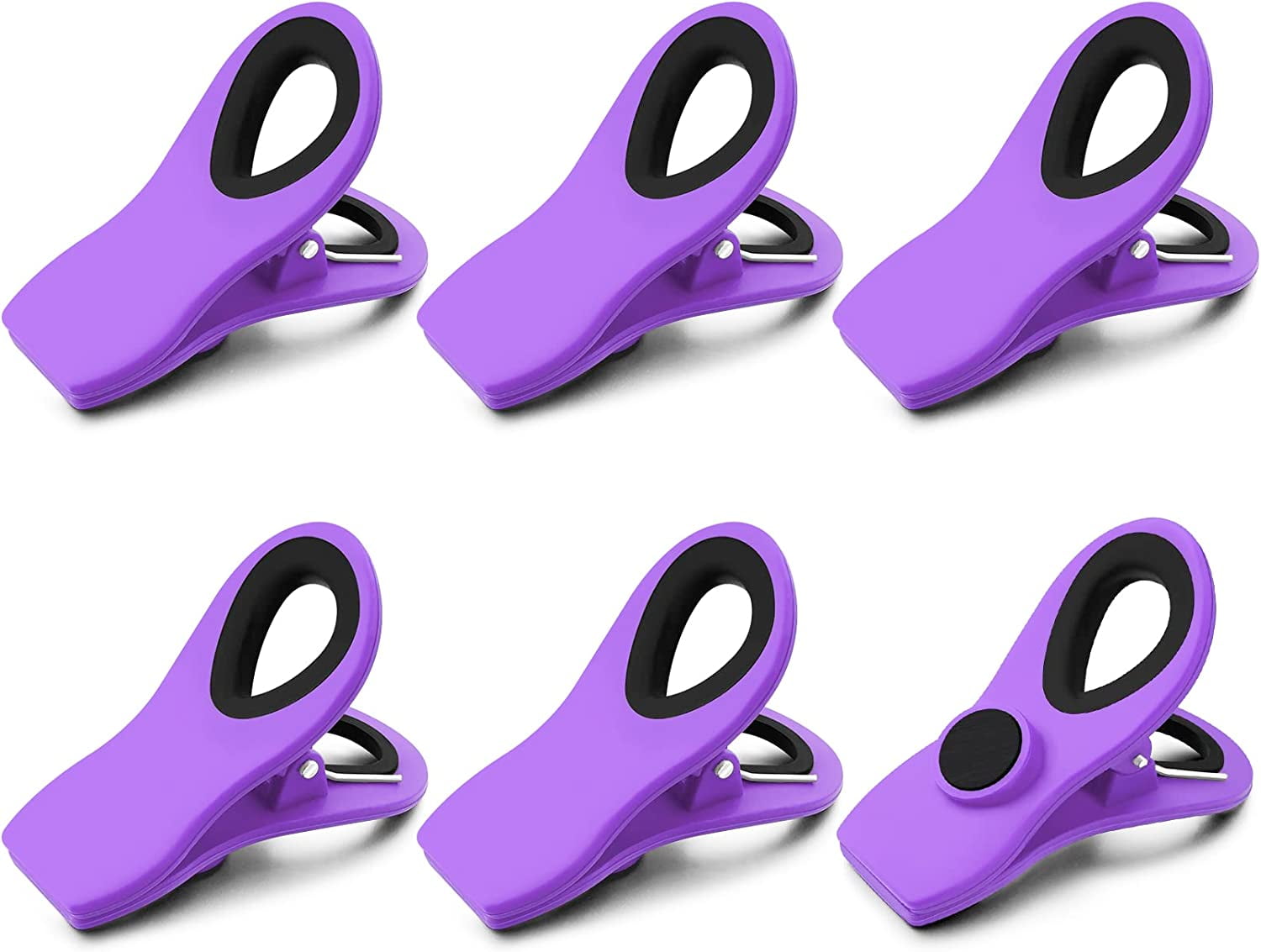 Chip Clips, Bag Clips, 6 Pack Purple Magnetic Clips, Chip Clips Bag Clips Food Clips, Bag Clips for Food, Clips for Food Packages, Magnet Clips, Chip Bag Clip, Magnetic Chip Clips for Fridge