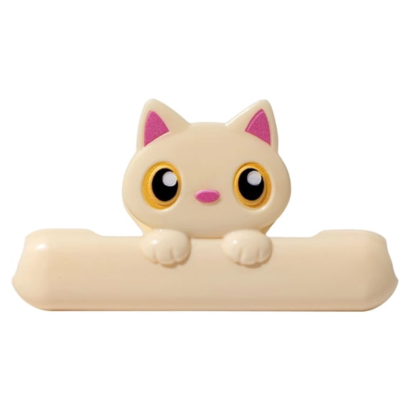 Chip Clips Bag Clips Food Clips, Cat Bag Clips for Food＆Kitchen Seasonings, Cute Sealing Chip Clips Bulk for Household Preservation Clamp Proof Plastic Bag Sealing Device, Beige