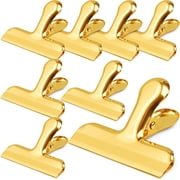 Chip Clips Bag Clips Gold Stainless Steel Clip for Food Storage,Air Tight Seal Chip Bag Clip 3 Inch Strong Food Clipp for Snack,Chips,Kitchen Decor,Home&Office Paper Heavy Duty-8 Pack