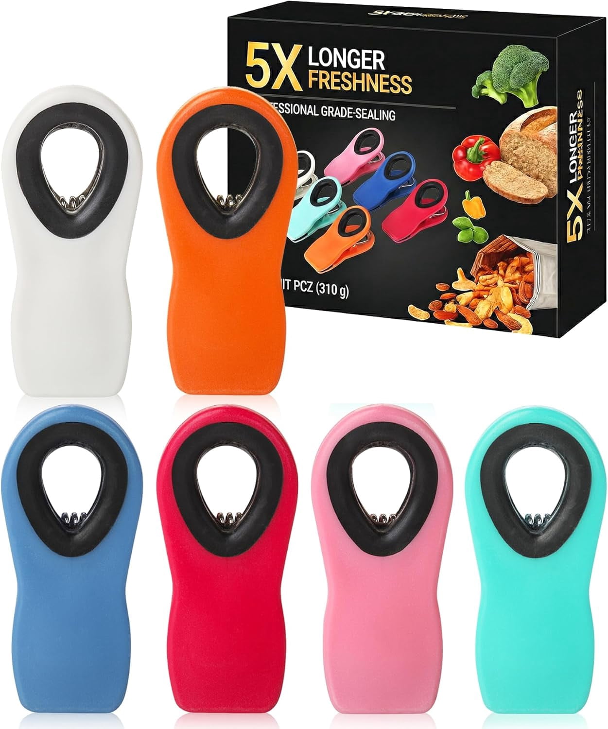 Chip Clips, Magnetic, 6 Pack, Bag Clips, for Chips, Food Packages, for ...