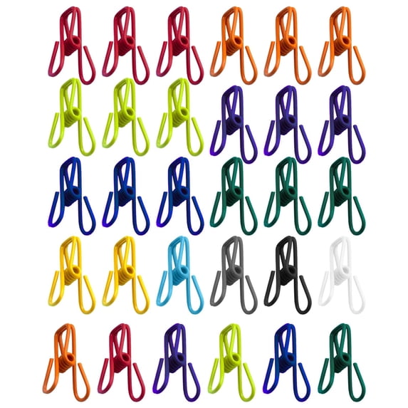 Chip Clips,Small Mini Utility Pvc-Coated Metal Clip,Paper Holder,Clothesline Clip for Laundry Hanging, Kitchen Bags, Multipurpose Clothes Pins,Different Random Colors Chip Clips,Bag Clips,30PCS