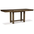 thumbnail image 1 of Benjara Chip Counter Height Dining Table with Tenon Pedestal Base, Nutmeg Wood, 1 of 5