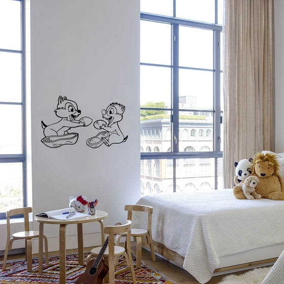 Chip and Dale Chipmunks Cartoon Characters Cartoon Wall Sticker Art Decal for Girls Boys Room Bedroom Nursery Kindergarten House Fun Home Decor Stickers Wall Art Vinyl Decoration Size (18x20 inch)