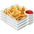 thumbnail image 1 of Chip and Dip Serving Platter Set Ceramic 8 Inch Divided Snack Plates Set of 4, 1 of 6