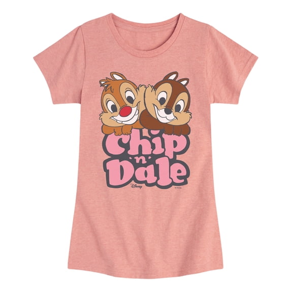 Chip N' Dale Rescue Rangers - Chip Dale Stacked Names - Youth Girls Fitted Short Sleeve T-Shirt