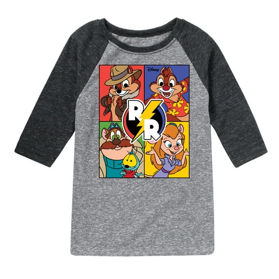 Chip 'N Dale Rescue Rangers - Rescue Ranger Grid - Toddler And Youth Raglan Graphic T-Shirt
