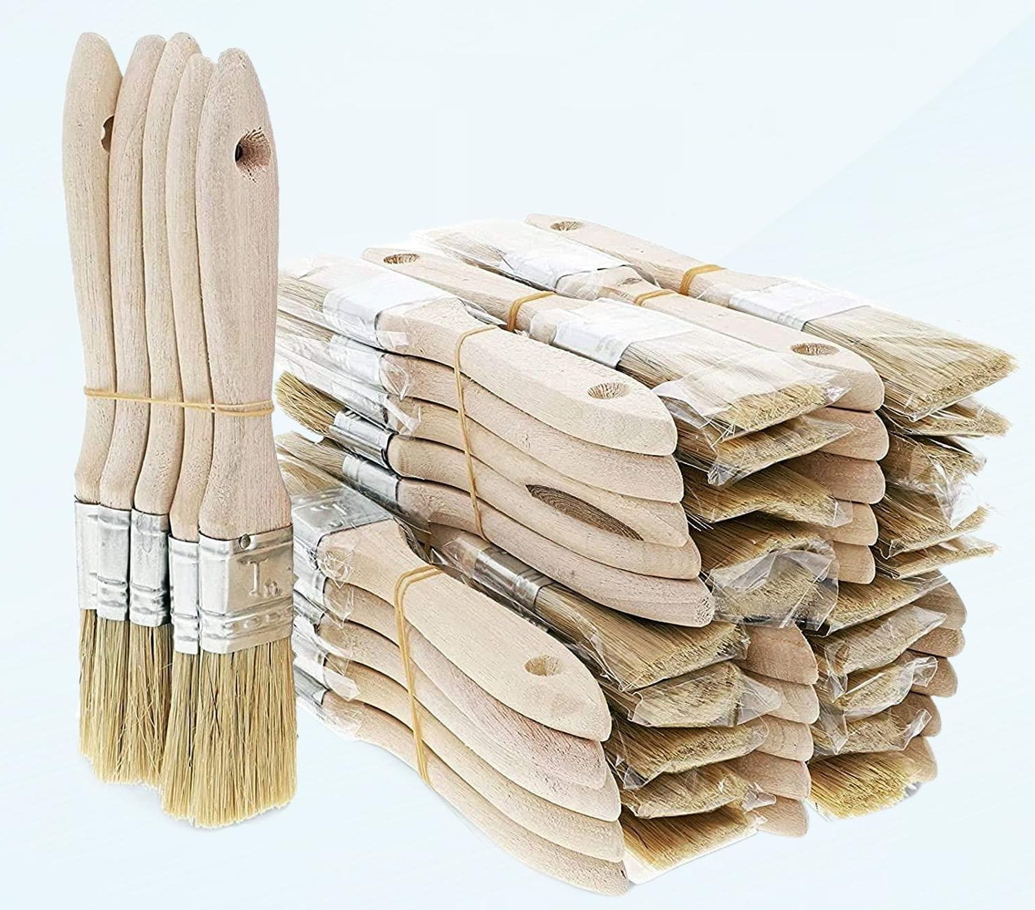 Chip Paint Brushes 50Pack 1 inch Selected Set Blunt Natural Bristle
