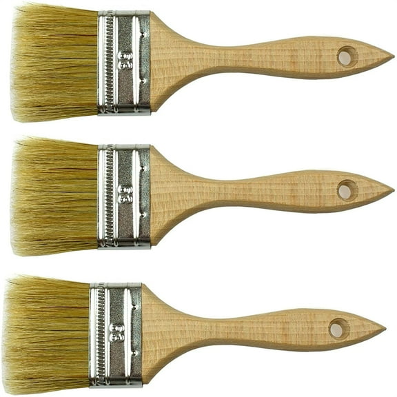 Chip Paint Brushes,Flat Paint Brushes for Stains Varnishes Glues and Gesso,Paint Brushes with Wooden Handle,Household Flat Paint Brushes for Wall Treatment,3Pcs,3 inch