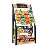 Chip Rack Display Stand, 4 Tiers 20 Clips Snack Organizer, 4 Hanger Strips Hooks Snack Candy Countertop Organizer Snack Holder, Portable Retail Display Shelf for Store, Kitchen, Party