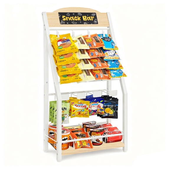 Snack Shop Display Chip Rack Display Stand, 4 Tiers 20 Clips Snack Organizer, 4 Hanger ...