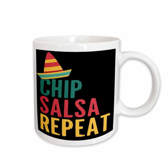 3drose, Chip Salsa Repeat, 15oz Mug