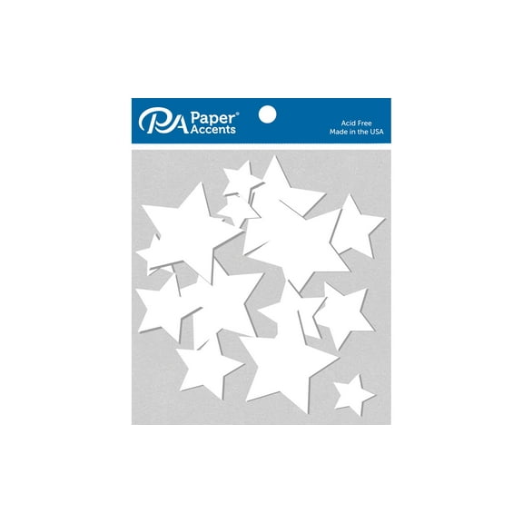 Chip Shape 15pc Stars White Astd Sizes