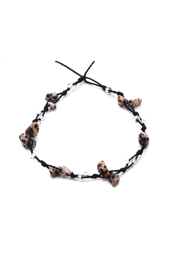 Chip Stone Seed Beaded Macramé Braided String Anklet - Womens Fashion Handmade Jewelry Boho Accessories