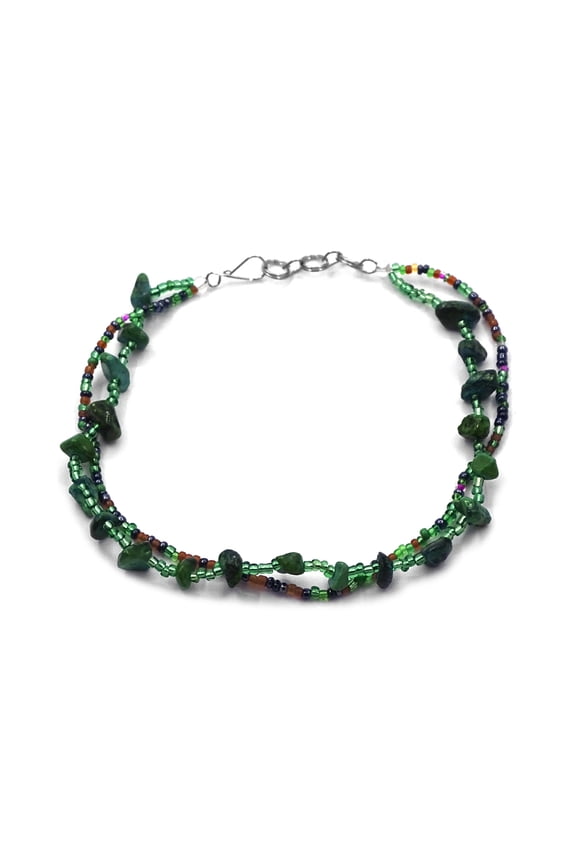 Chip Stone Seed Beaded Multi Strand Anklet - Womens Fashion Handmade Jewelry Boho Accessories