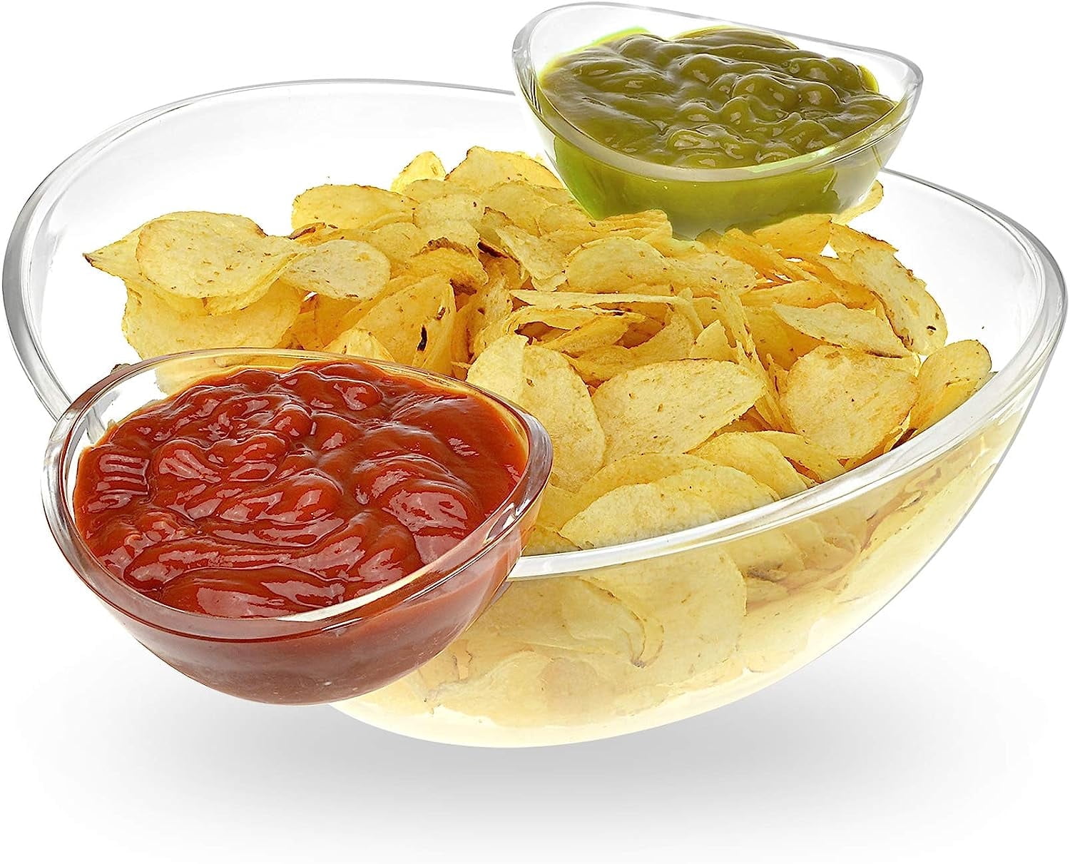 Acrylic Chip and Dip Bowl Set, 3L Main Bowl, 180ml Dipping Bowls