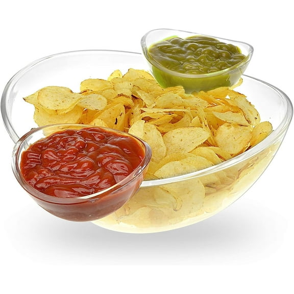 Acrylic Chip and Dip Bowl Set, 3L Main Bowl, 180ml Dipping Bowls