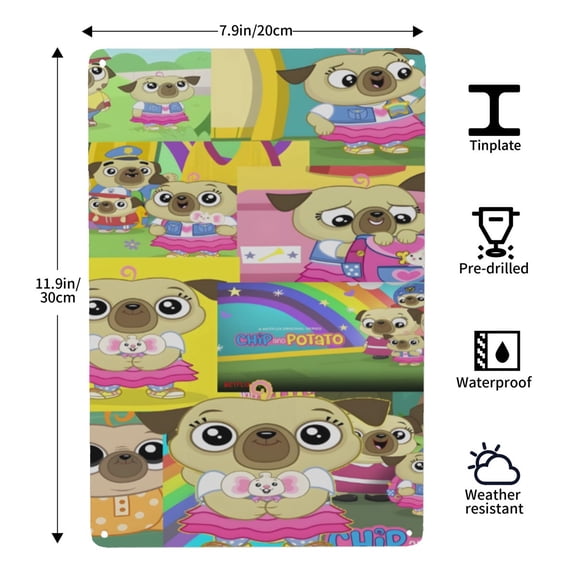 Chip and Potato-themed Tin Painting tin art, 812 in (2030 cm), HD imagery, a 2026 new release that gives charm to the space and updates the decor.