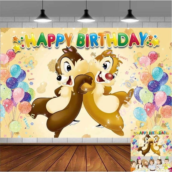 Chip 'n Dale Backdrop Banner Party Supplies Poster Movie Theme Background for Photography Kids Birthday Decorations