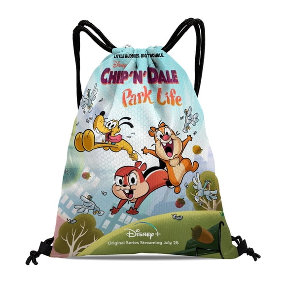 Chip 'n' Dale Park Life Drawstring Backpack Bag Party Favors Goodies Merch Gym Waterproof Swimming Beach Fans
