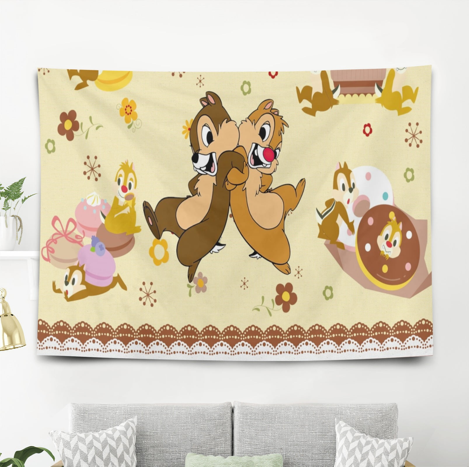 Two The Rescue Backdrop Chip 'n Dale Rescue Rangers Tapestry Gift Wall Hanging Backdrop for ...