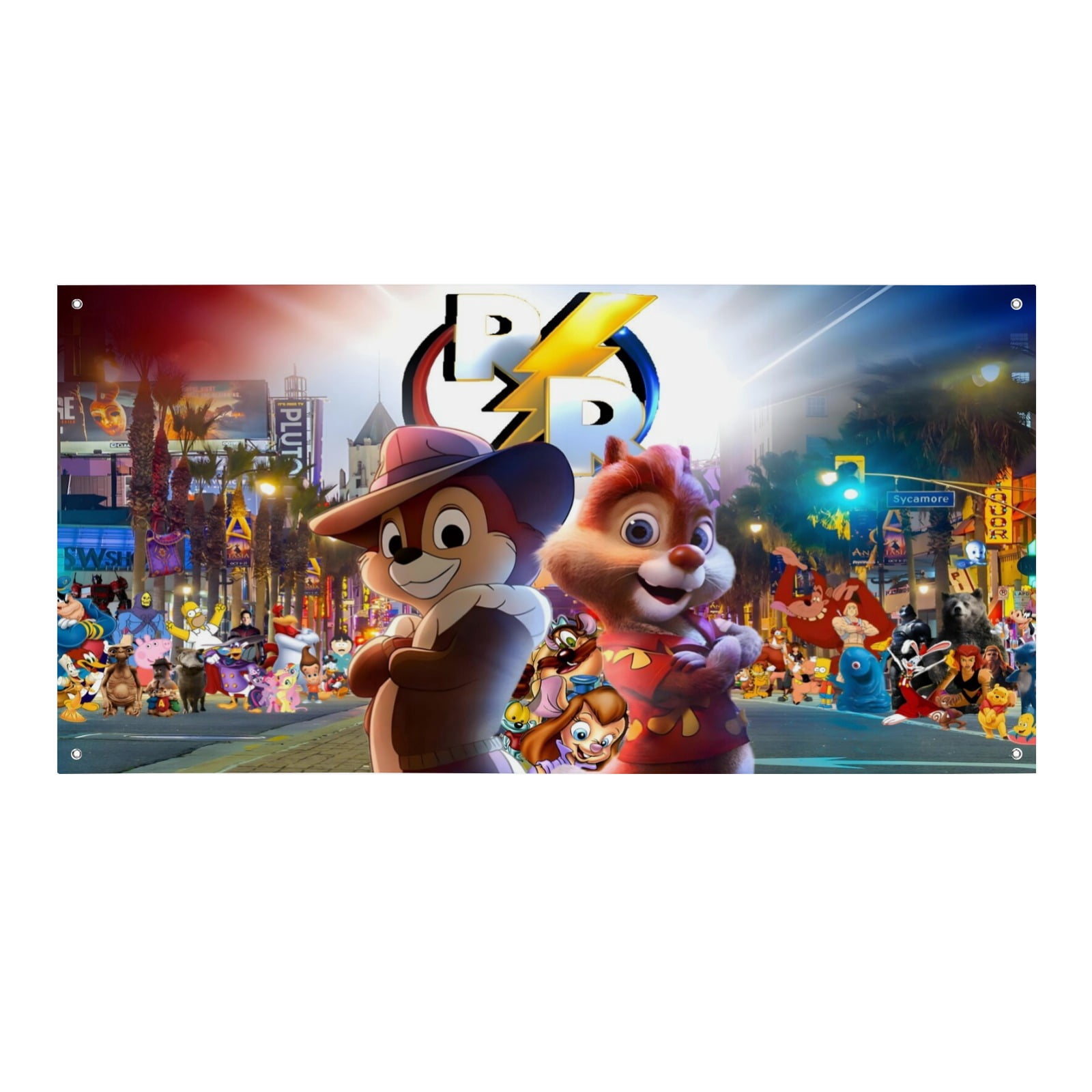 Two The Rescue Backdrop Chip'n Dale Rescue Rangers-Theme Backdrops Banner Birthday Party Decor ...