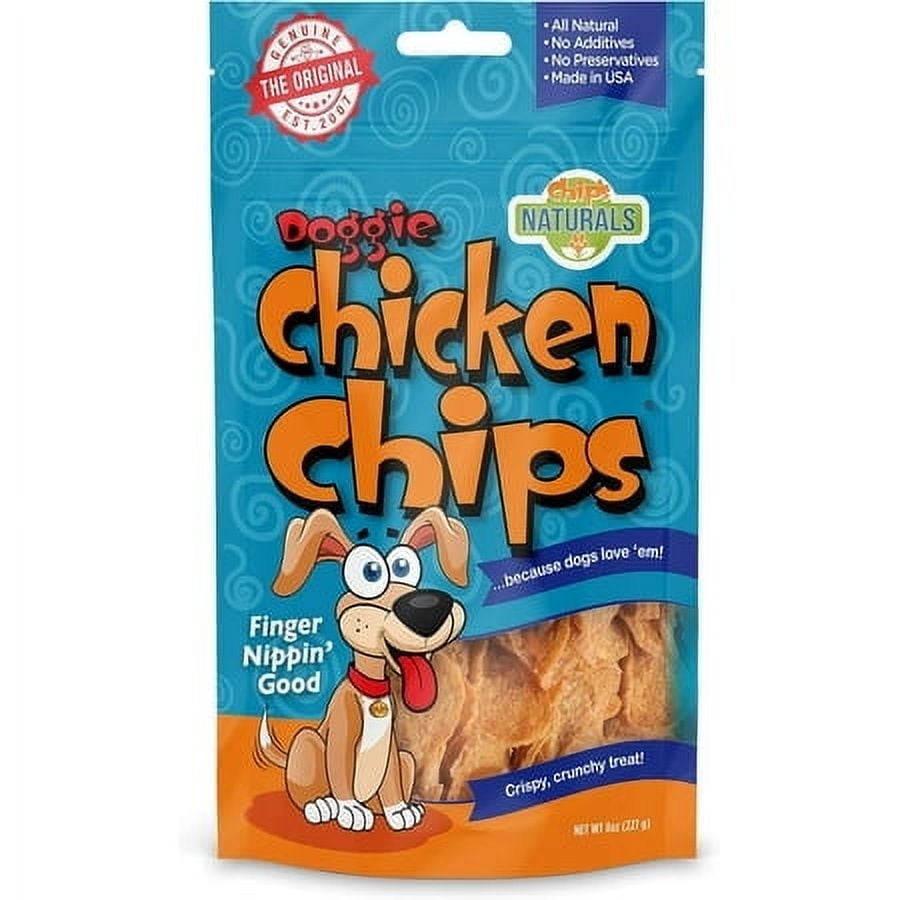 Chip's Naturals Doggie Chicken Chips Medium 8oz oz All Natural High Protein Low Calorie Healthy Dog Treats, Grain Free Gluten Free USDA Inspected & Approved Chicken Treat for Dogs, Pet Supplies