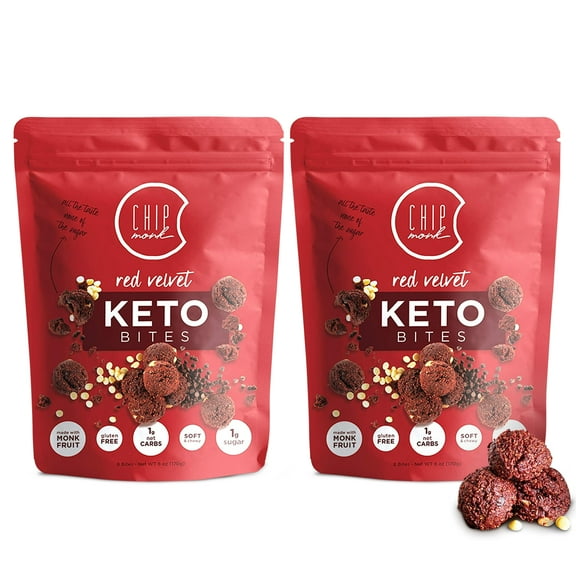 ChipMonk Baking Keto Cookie Bites, Red Velvet, 2 Pouches 16 Bites