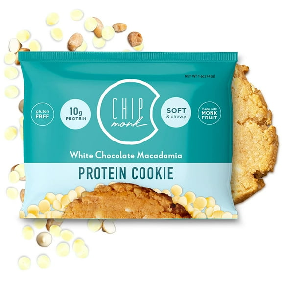 ChipMonk Baking, White Chocolate Macadamia Nut High Protein Cookies - Diet Friendly Gym Snacks, Meal Replacement Cookie, Gluten-Free, Healthy Low Sugar Sweet Snack - Balanced Nutrition Baked Desserts