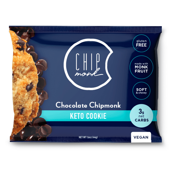 ChipMonk Keto Cookies, Chocolate Chip (Vegan) - Low Carb Keto Friendly, Gluten-Free, Sugar-Free Dessert Snacks,