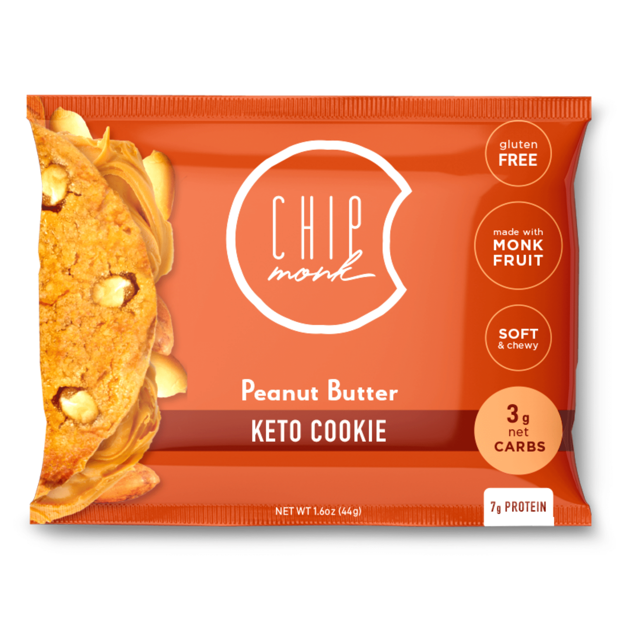 ChipMonk Keto Cookies, Peanut Butter - Low Carb Keto Friendly Snacks, Dessert, Gluten-Free, High Fat and Protein, Low Sugar