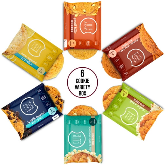 ChipMonk Keto Cookies, Variety Pack - Low Carb Keto Friendly Snacks, Dessert, Gluten-Free, High Fat and Protein, Low Sugar