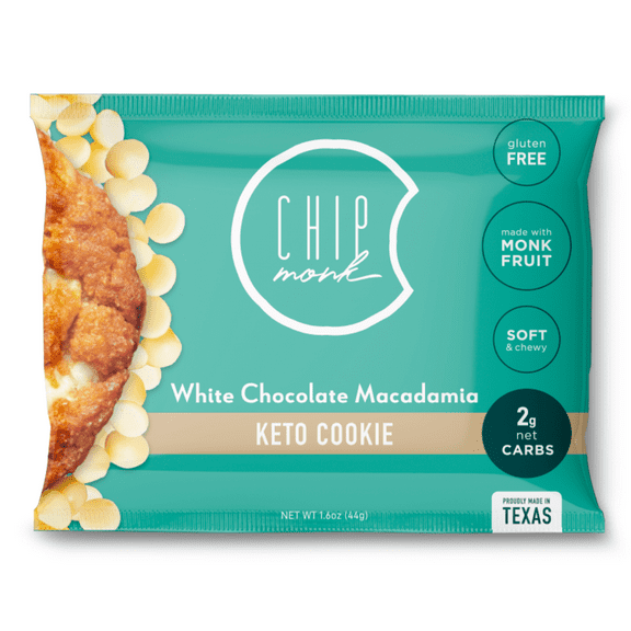 ChipMonk Keto Cookies, White Chocolate Macadamia - Low Carb Keto Friendly Snacks, Dessert, Gluten-Free, High Fat and Protein, Low Sugar