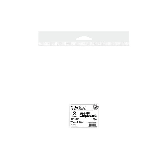 Chipboard 12x12 1X Heavy 50pt White 1 Side 2pc