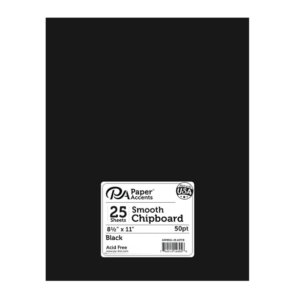 Chipboard 8.5x11 1X Heavy 50pt 25pcPk Black