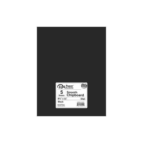 Chipboard 8.5x11 1X Heavy 50pt Black 5pc