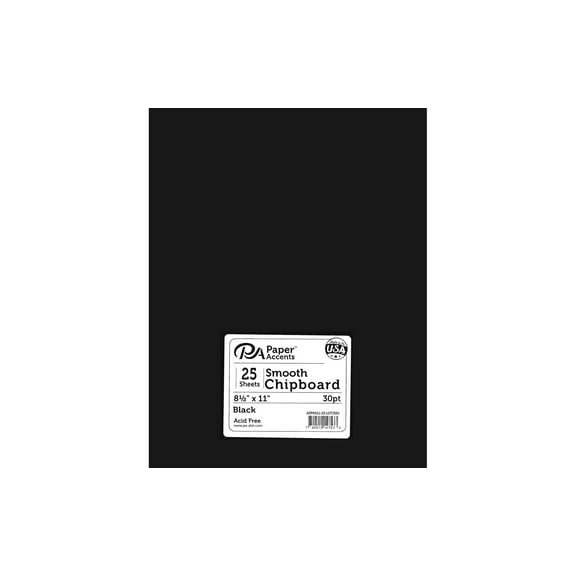 Chipboard 8.5x11" 30pt Black 25pc