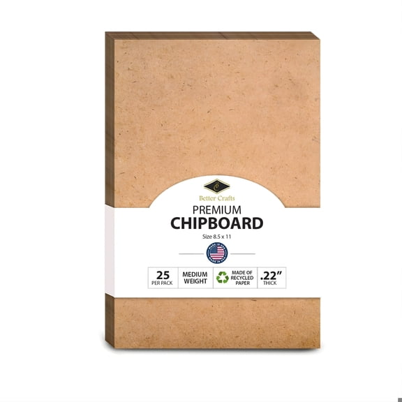 Chipboard - Cardboard Medium Weight. 8 1⁄2 x 11" Chipboard Pads - .022" Thick (25 Per Pack)