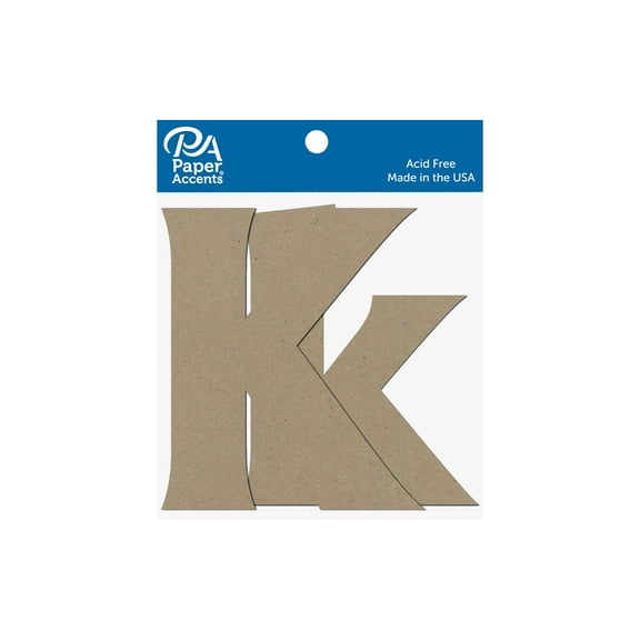 Chipboard Letter 4" Kk 2pc Natural