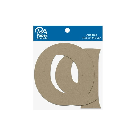 Chipboard Letter 4" Qq 2pc Natural