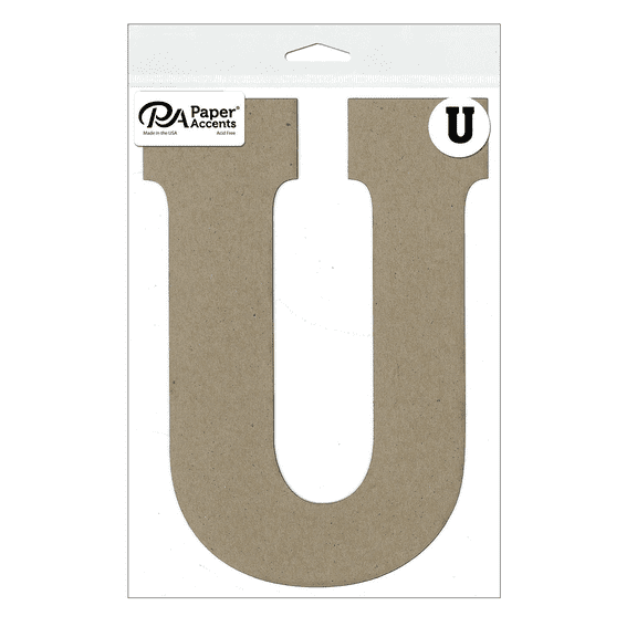 Chipboard Letter 8" U 1pc Natural