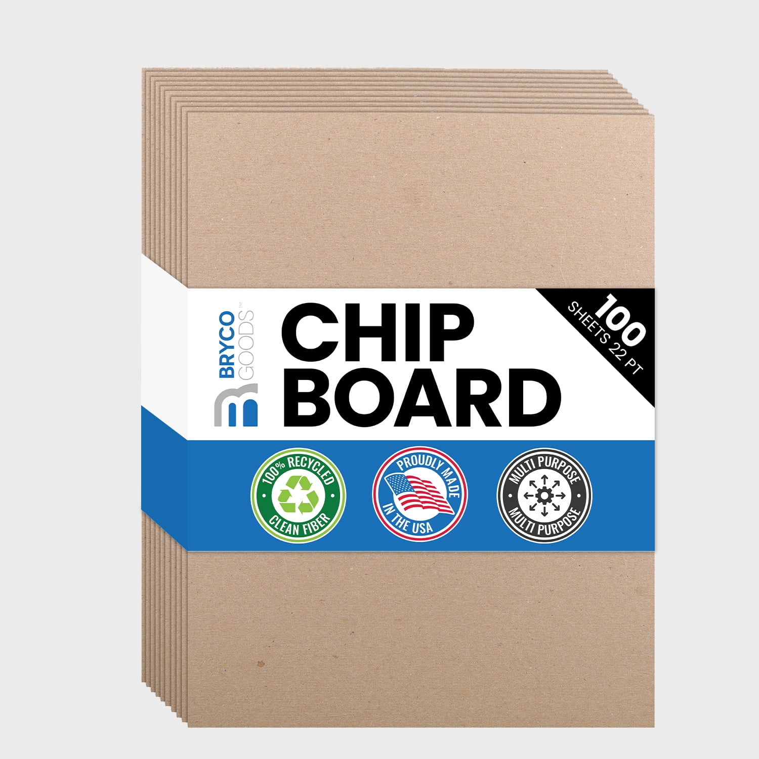 Chipboard Sheets 8.5" x 11" - 100 Sheets of 22 Point Chip Board for Crafts - This Kraft Board is a Great Alternative to MDF Board and Cardboard Sheets