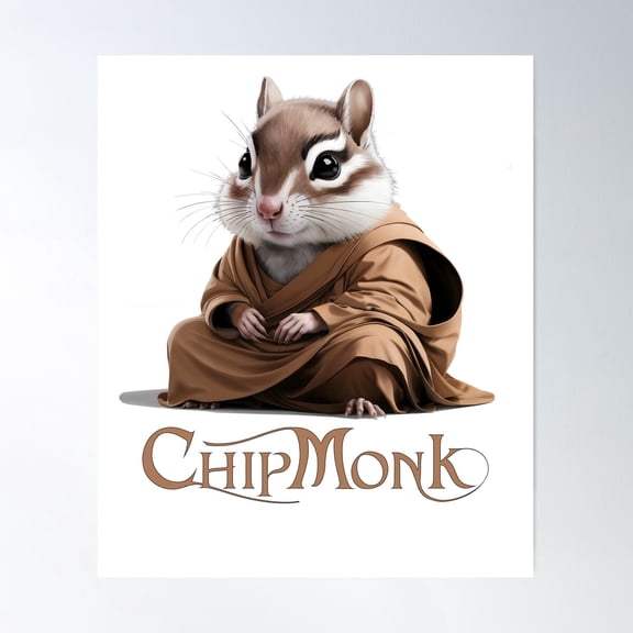 Chipmonk Chipmunk Monk Meditation Sitting Poster Wall Art, Modern Wall Decor For Living Room Bedroom, 16x24 UNFRAMED