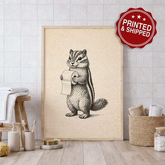 Chipmunk Bathroom Animal Decor Wall Art