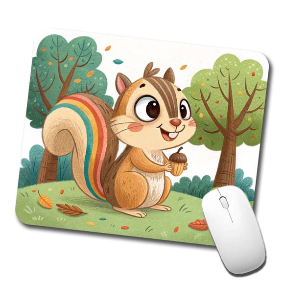 Chipmunk Children's Illustration Style Mouse Pad Low Profile Gaming Mat